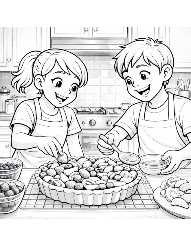 disegno di Coppia che Prepara una Crostata da colorare