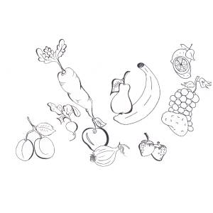Disegno di Frutta e Verdura da colorare