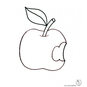 Disegno di Mela con Morso da colorare
