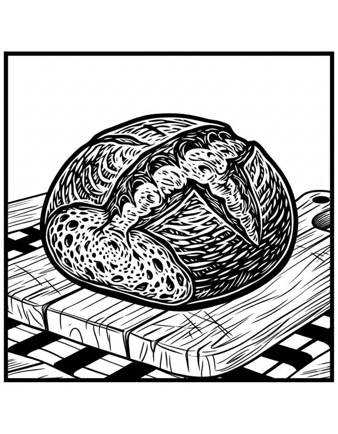 disegno di Pane sulla Tavola  da colorare