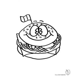 Disegno di Panino Hamburger da colorare