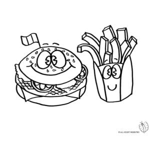 Disegno di Panino e Patatine da colorare