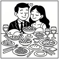 disegno di Pranzo di Nozze da colorare