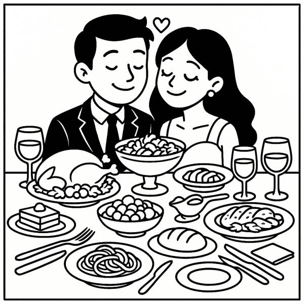 Disegno di Pranzo di Nozze da colorare