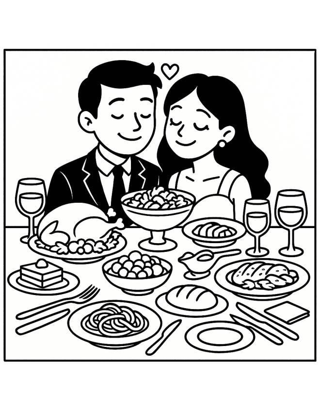 disegno di Pranzo di Nozze da colorare