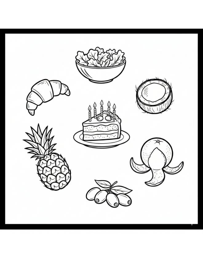 disegno di Vari Alimenti da colorare