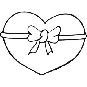 Disegno di Cuore con Fiocco da colorare