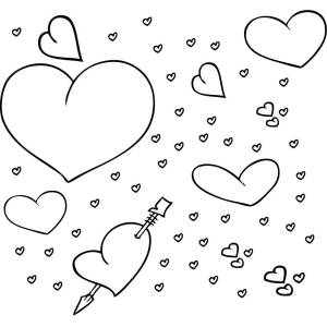 Disegno di Mille Cuori da colorare
