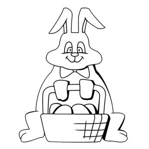 Disegno di Coniglietto con Cesto di Uova da colorare