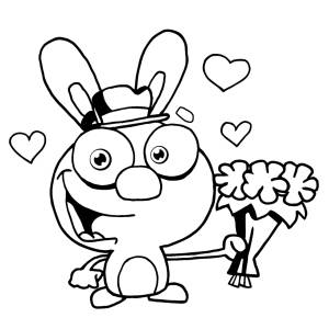 Disegno di Coniglio con Fiori da colorare