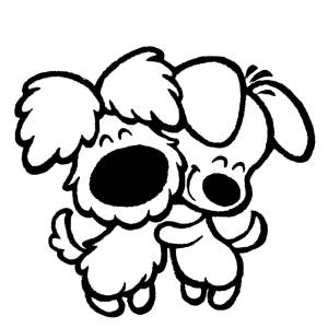 Disegno di Cuccioli di Cane Affettuosi da colorare