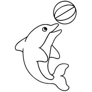 Disegno di Delfino con la Palla da colorare