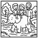 Disegno di Bambini con Papà su Elefante da colorare