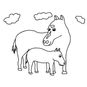 Disegno di Cavalli da colorare