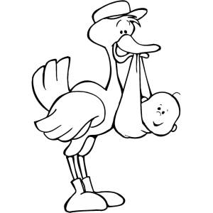 disegno di Cicogna con Bambino da colorare