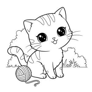 Disegno di Gattino Kawaii da colorare