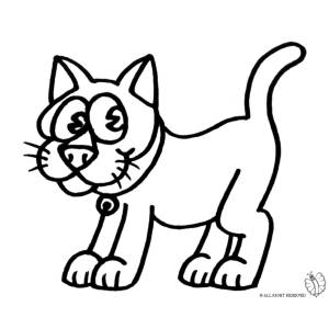 Disegno di Gatto con Collare da colorare