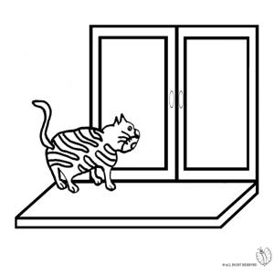 Disegno di Gatto sulla Finestra da colorare