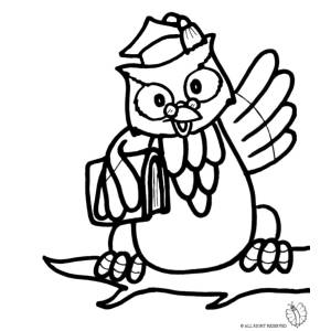 Disegno di Gufo con Libro da colorare