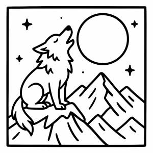 Disegno di Il Lupo e la Luna piena da colorare