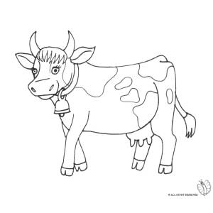 Disegno di Mucca con Campana da colorare