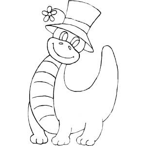 Disegno di Dinosauro con Cappello da colorare