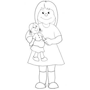 Disegno di Bambina con Bambola da colorare
