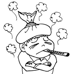 Disegno di Bambino con Febbre da colorare