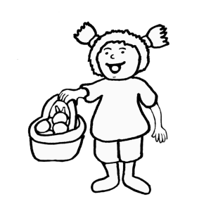 Disegno di Bambina con Cestino di Frutta da colorare