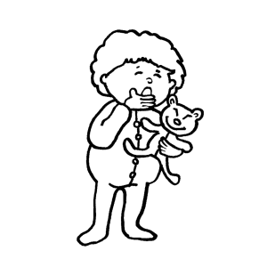 Disegno di Bambina con Orsacchiotto da colorare