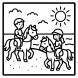 Disegno di Bambini a Cavallo al Mare da colorare