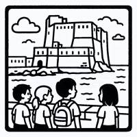 Disegno di Gita Napoli Castel dell'Ovo da colorare