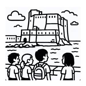 disegno di Gita Napoli Castel dell'Ovo da colorare