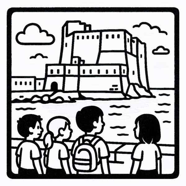 Disegno di Gita Napoli Castel dell'Ovo da colorare