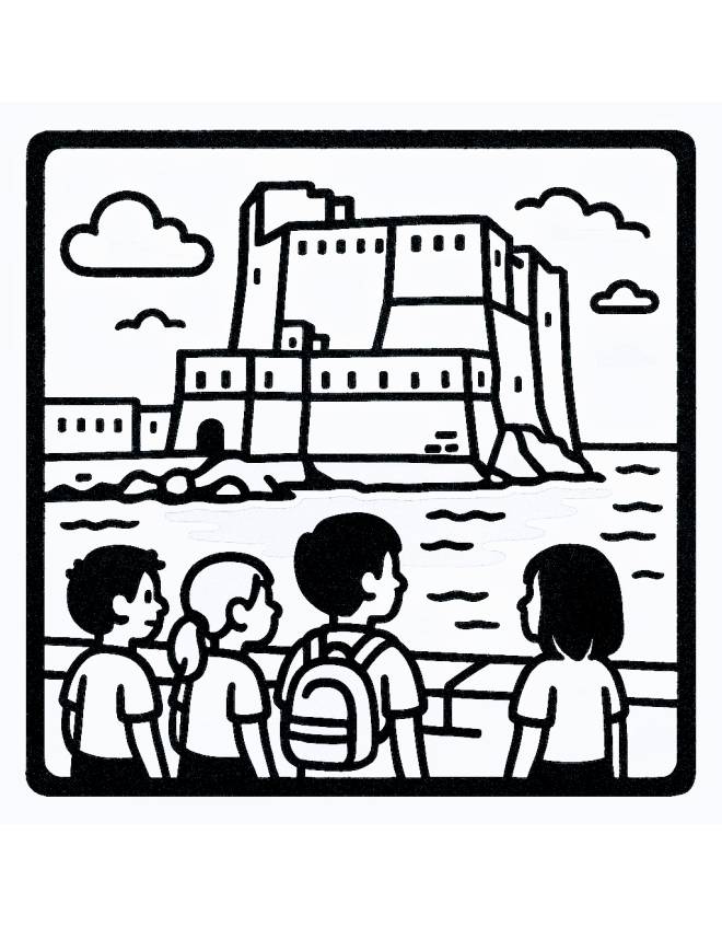 disegno di Gita Napoli Castel dell'Ovo da colorare