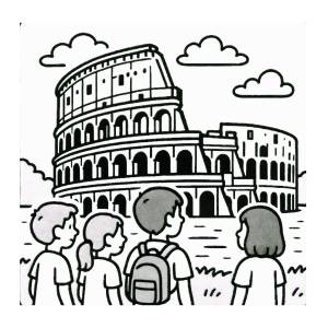 disegno di Gita al Colosseo da colorare