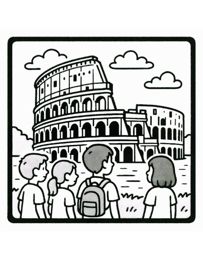 disegno di Gita al Colosseo da colorare