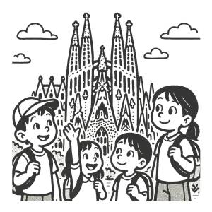 disegno di Gita alla Sagrada Familia da colorare