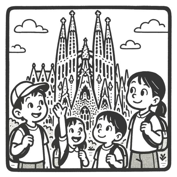 Disegno di Gita alla Sagrada Familia da colorare