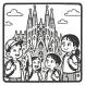 Disegno di Gita alla Sagrada Familia da colorare