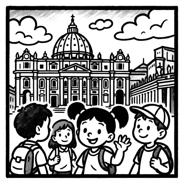 Disegno di Gita a Piazza San Pietro a Roma da colorare
