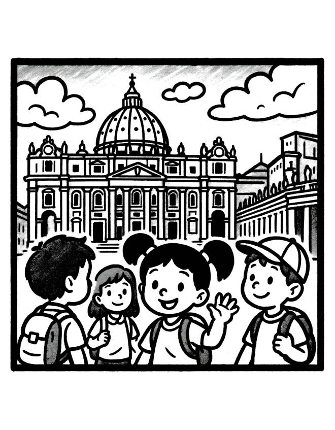 disegno di Gita a Piazza San Pietro a Roma da colorare