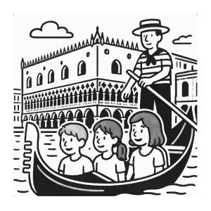 disegno di Venezia Palazzo Ducale in Gondola da colorare