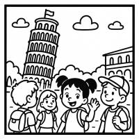 Disegno di Gita alla Torre di Pisa da colorare