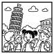 Disegno di Gita alla Torre di Pisa da colorare