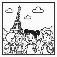Disegno di Gita alla Torre Eiffel  da colorare