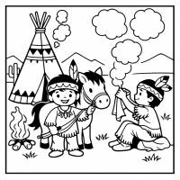 Disegno di Bambini Indiani da colorare