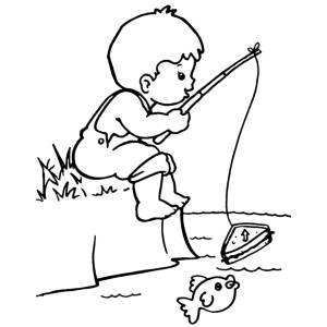 Disegno di Bambino a Pesca da colorare