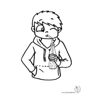 disegno di Bambino che Beve da colorare