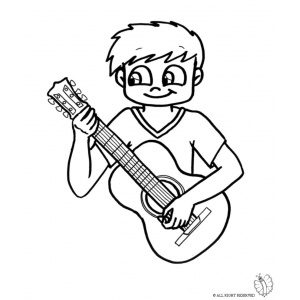 disegno di Bambino con Chitarra da colorare
